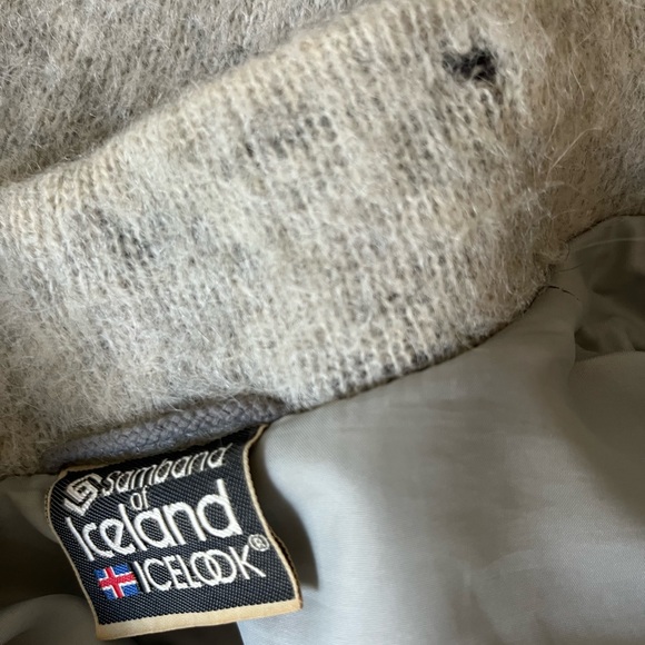 Samband Iceland Icelook Cardigan Belted Jacket Wool Womens Small Off White Gray. - Picture 6 of 10